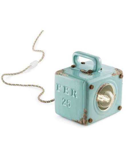 Lampada da tavolo cubo stile retrò industrial colorata ferroluce C1650
