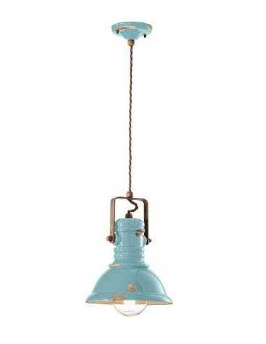 Lampada da sospensione retrò con paralume in colori vari C1691 ferroluce