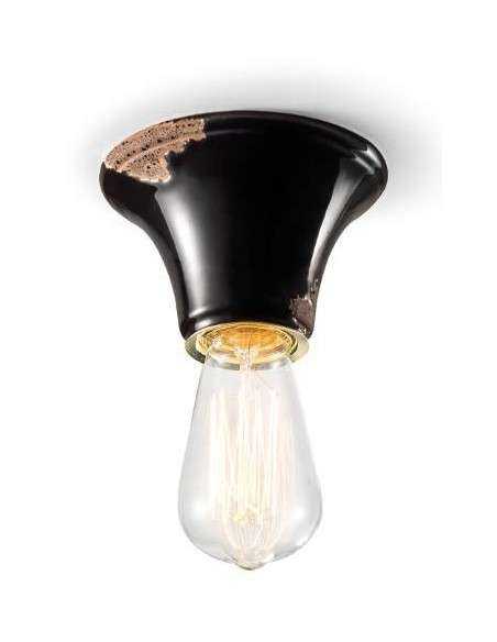 Lampada plafoniera industrial retrò in colori vari base rotonda ferroluce C132