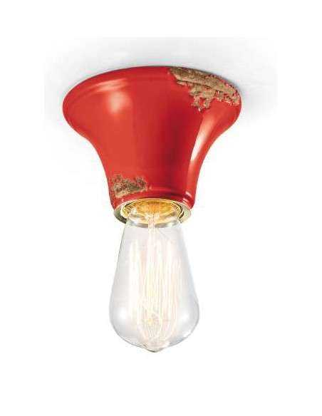 Lampada plafoniera industrial retrò in colori vari base rotonda ferroluce C132