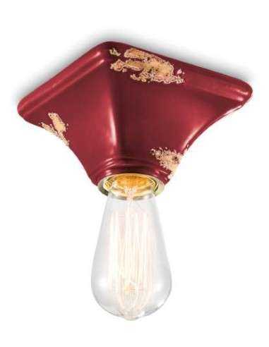 Lampada plafoniera industrial retrò in colori vari base quadrata ferroluce C135