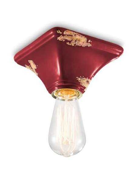 Lampada plafoniera industrial retrò in colori vari base quadrata ferroluce C135