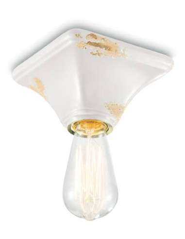 Lampada plafoniera industrial retrò in colori vari base quadrata ferroluce C135