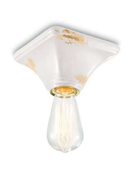 Lampada plafoniera industrial retrò in colori vari base quadrata ferroluce C135