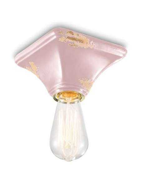 Lampada plafoniera industrial retrò in colori vari base quadrata ferroluce C135