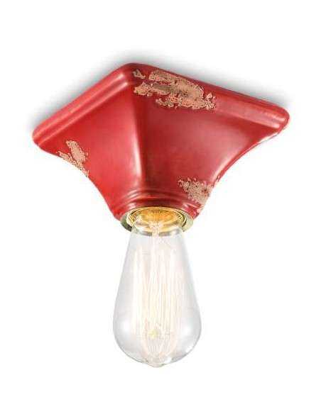 Lampada plafoniera industrial retrò in colori vari base quadrata ferroluce C135
