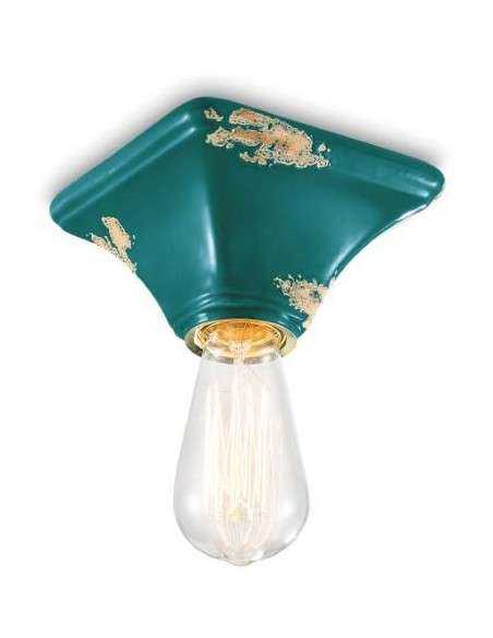 Lampada plafoniera industrial retrò in colori vari base quadrata ferroluce C135
