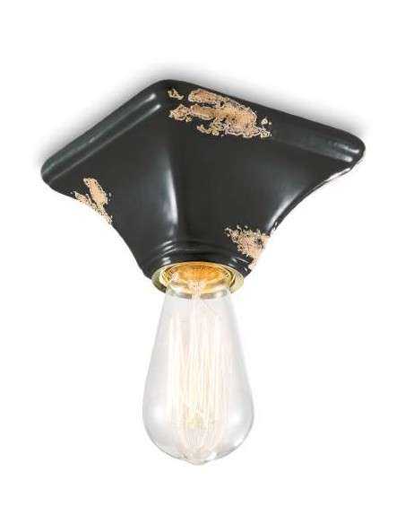 Lampada plafoniera industrial retrò in colori vari base quadrata ferroluce C135