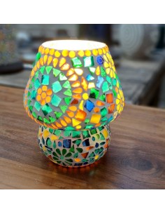 Lampada etnica a mosaico a goccia in vetro colorato altezza 17CM rotonda LAMP393s 2