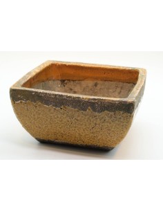 Vaso terracotta colore giallo H16cm forma quadrata - ALMB2727A