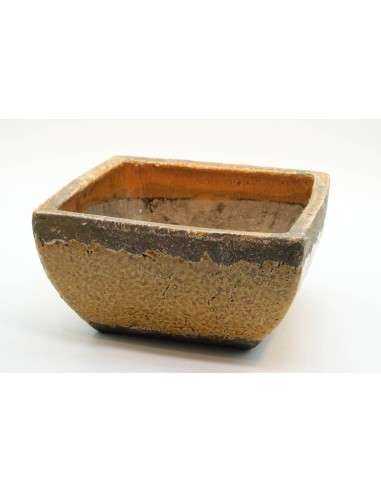 Vaso terracotta colore giallo H12cm forma quadrata - ALMB2727B