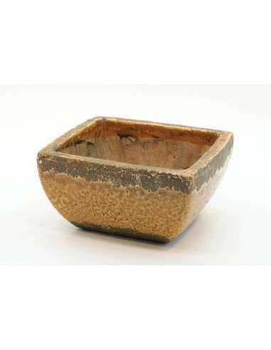 Vaso terracotta colore giallo H10cm forma quadrata - ALMB2727C
