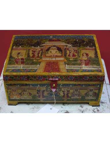 Scatola in legno etnica di produzione artigianale indiana TM082