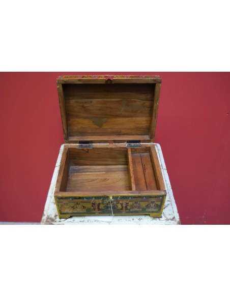 Scatola in legno etnica di produzione artigianale indiana TM082