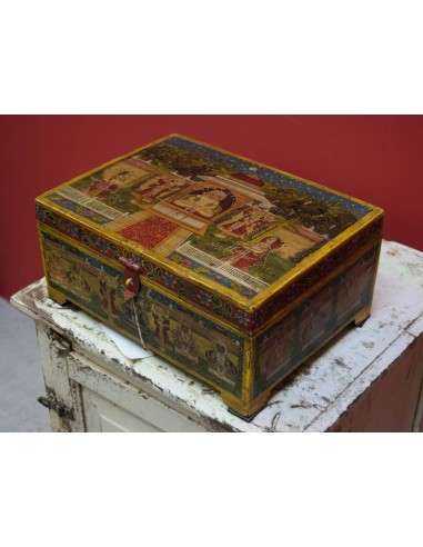 Scatola in legno etnica di produzione artigianale indiana TM082