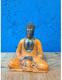 Statua Buddha Pekong Colore Arancio/Bronzo  H 15cm ALNWIK106