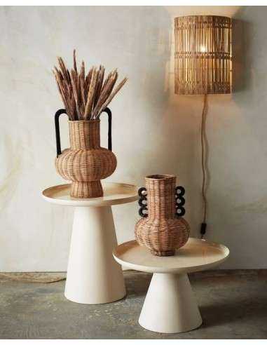 Vaso in rattan e ferro con manici a 6 cerchi MKR2401