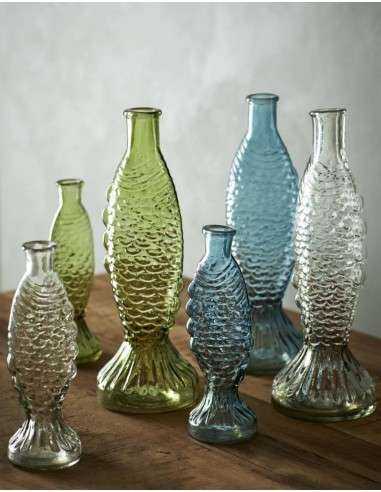 vaso in vetro pesce verde piccolo EV-24308-G