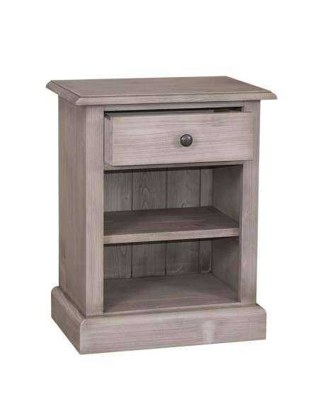 Comodino legno massello con cassetto e ripiano MS478