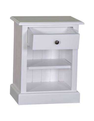 Comodino legno massello con cassetto e ripiano MS478