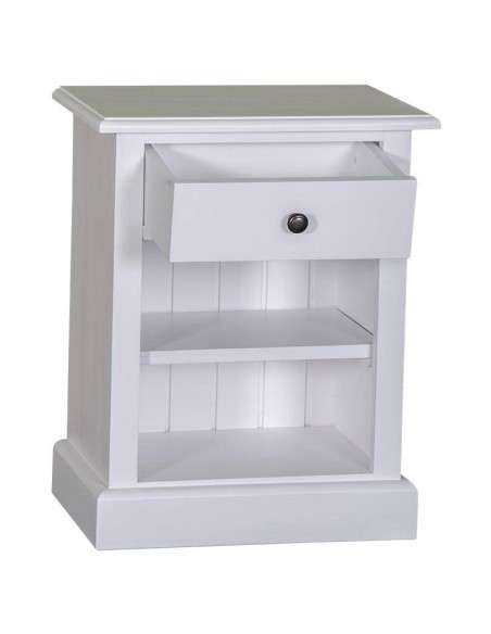 Comodino legno massello con cassetto e ripiano MS478