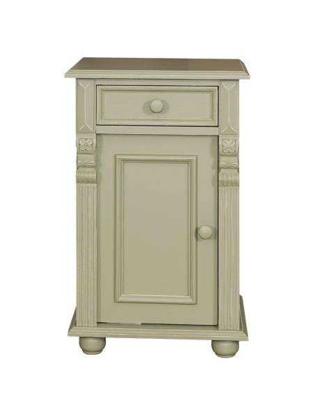 Comodino legno massello shabby chic anta e cassetto MS039