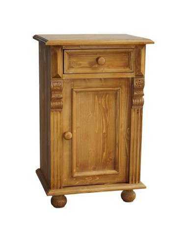 Comodino legno massello shabby chic anta e cassetto MS039