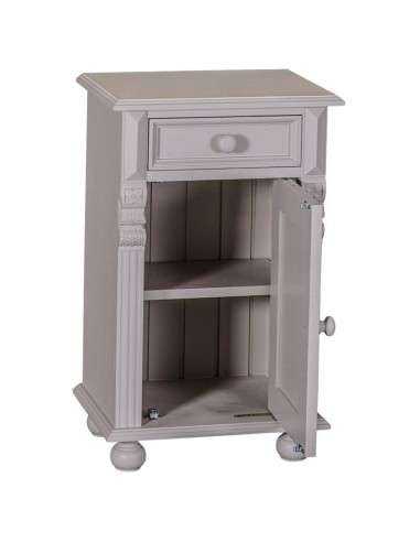 Comodino legno massello shabby chic anta e cassetto MS039