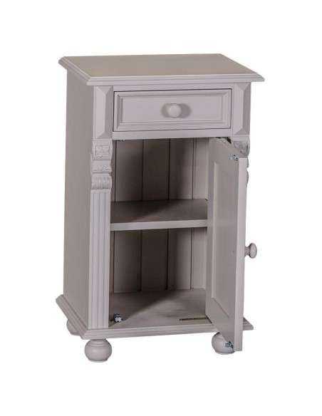 Comodino legno massello shabby chic anta e cassetto MS039