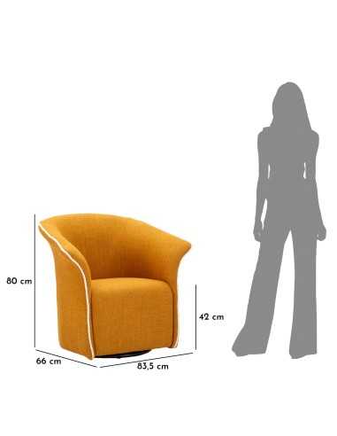 Poltrona Girevole Siena Senape Cm 83,5x66x80 (seduta Altezza Cm 42) - 142866000S