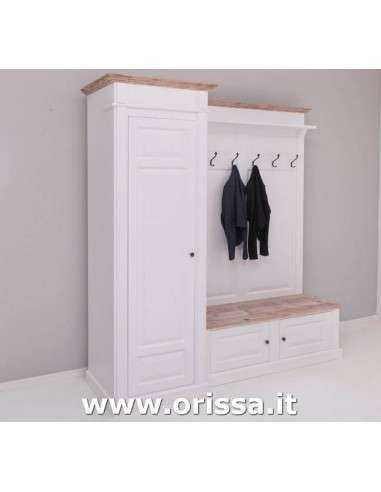 Mobile appendiabiti country con appendi cappotti e portascarpe MS720L