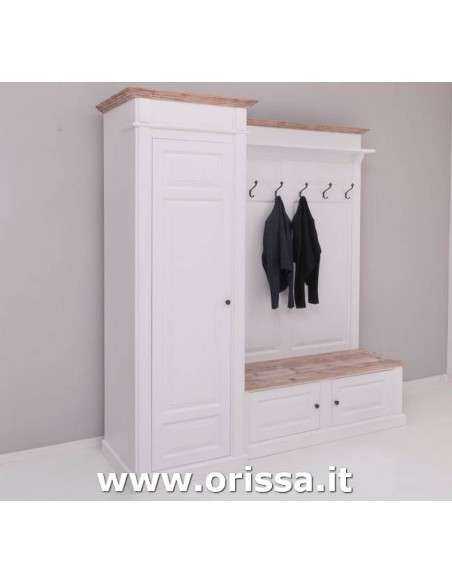 Mobile appendiabiti country con appendi cappotti e portascarpe MS720L