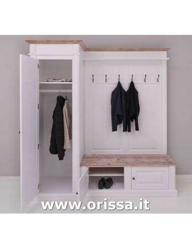 Mobile appendiabiti country con appendi cappotti e portascarpe MS720L