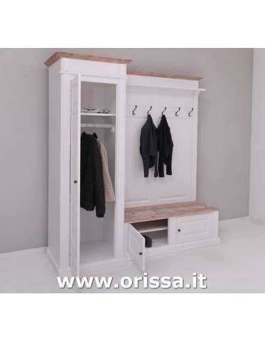 Mobile appendiabiti country con appendi cappotti e portascarpe MS720L