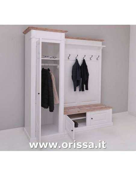 Mobile appendiabiti country con appendi cappotti e portascarpe MS720L