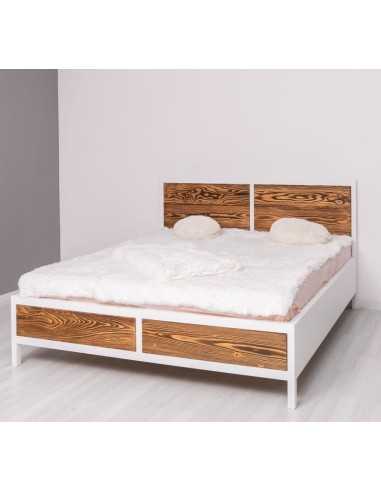 Letto matrimoniale 160x200 in MDF e legno naturale | Stile country cm MS747-160
