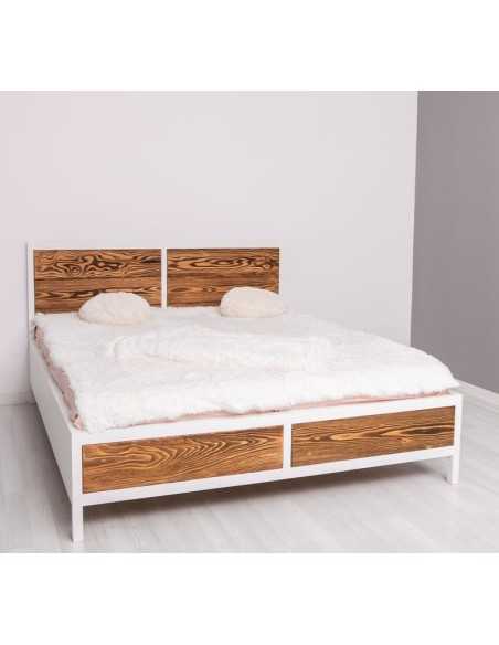 Letto matrimoniale 160x200 in MDF e legno naturale | Stile country cm MS747-160
