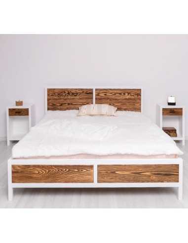 Letto matrimoniale 160x200 in MDF e legno naturale | Stile country cm MS747-160
