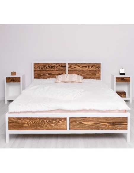 Letto matrimoniale 160x200 in MDF e legno naturale | Stile country cm MS747-160
