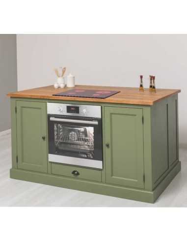 Isola cucina multifunzione in legno con piano in pino o rovere