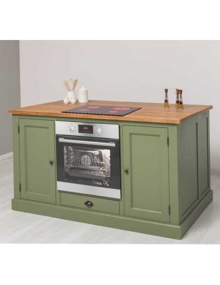 Isola cucina multifunzione in legno con piano in pino o rovere