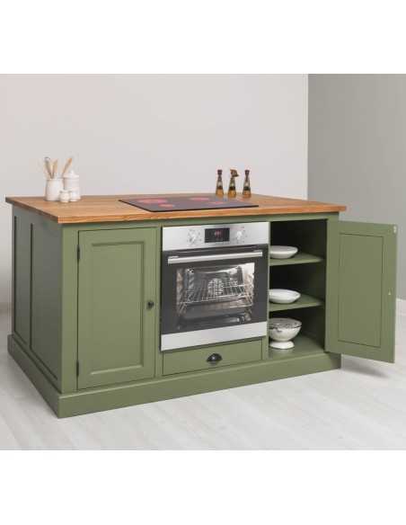 Isola cucina multifunzione in legno con piano in pino o rovere MS792