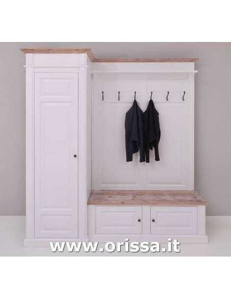 Mobile appendiabiti country con appendi cappotti e portascarpe MS720L