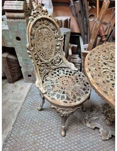 Tavolino da giardino in ghisa vintage con sedie | Arredo esterno