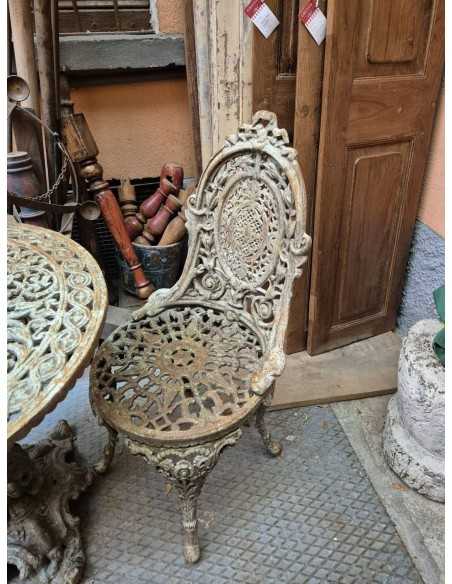 Tavolino da giardino in ghisa vintage con sedie | Arredo esterno