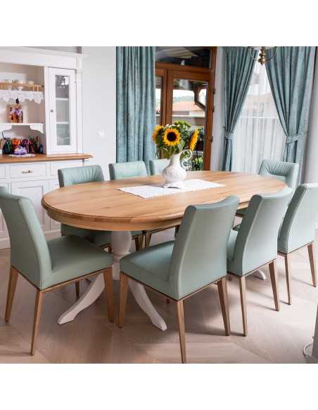 Tavolo da pranzo ovale in legno con piano in pino o rovere – 210x110 cm