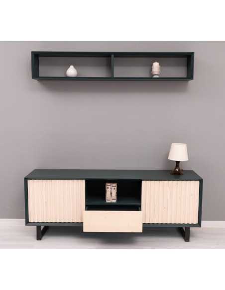 Mobile TV Slatted country 160 cm con 2 ante e cassetto