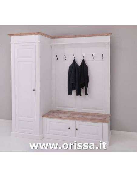 Mobile appendiabiti country con appendi cappotti e portascarpe MS720L