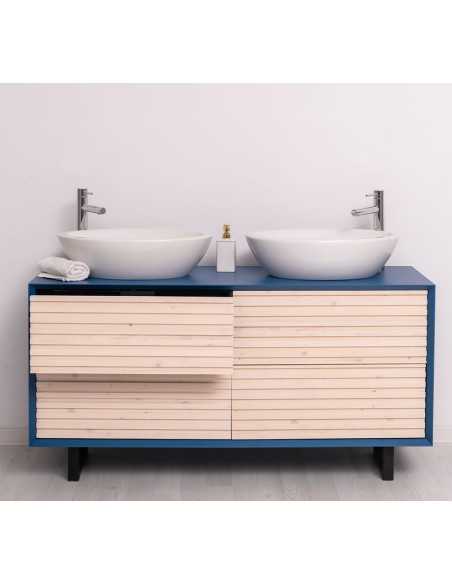 Mobile sottolavabo Slatted 150 cm con 4 cassetti per doppio lavabo MS760