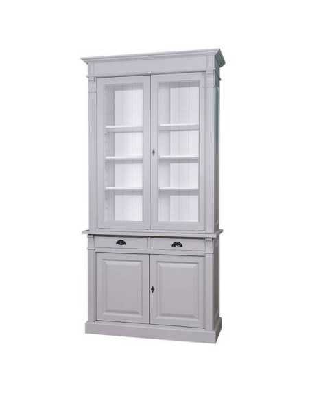 Credenza country 2 corpi con ante in legno e vetro 120 cm | MS75BS